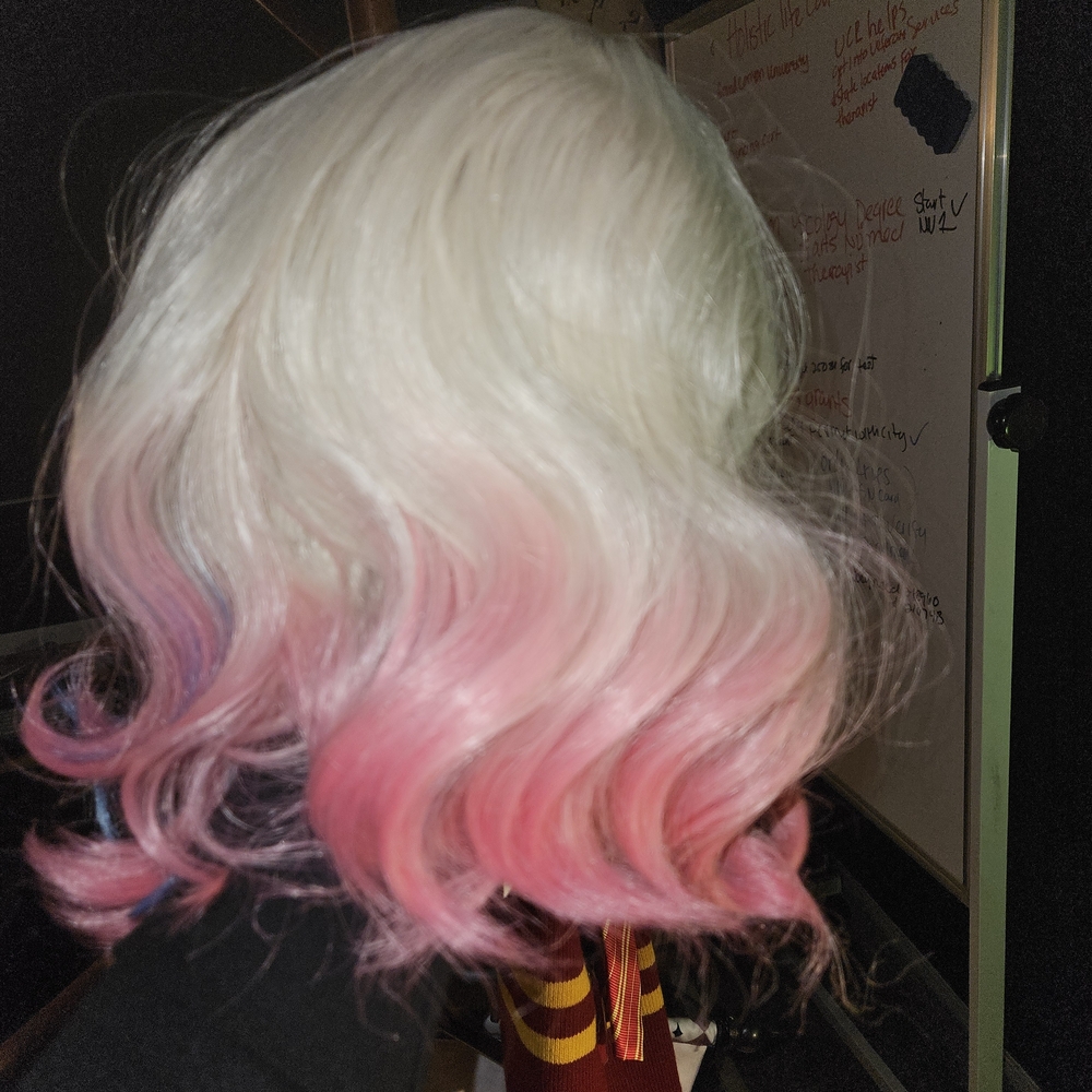 Elegant White and Pink Ombre Wig